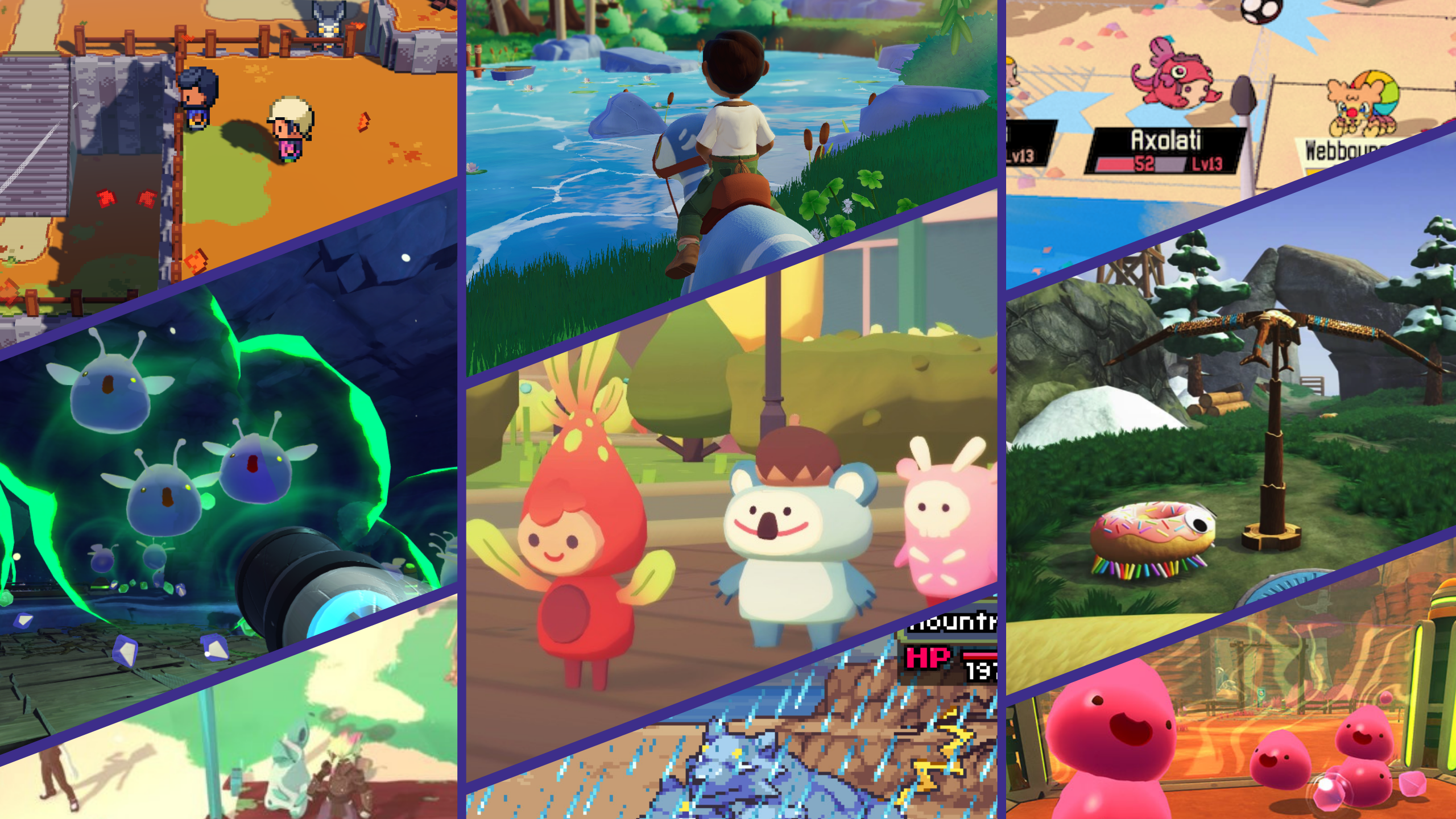 Collage of screenshots from 10 Indie Games like Pokémon