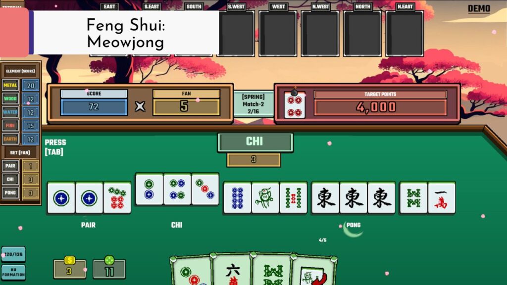 Steam Next Fest Balatro-likes - Feng Shui Meowjong